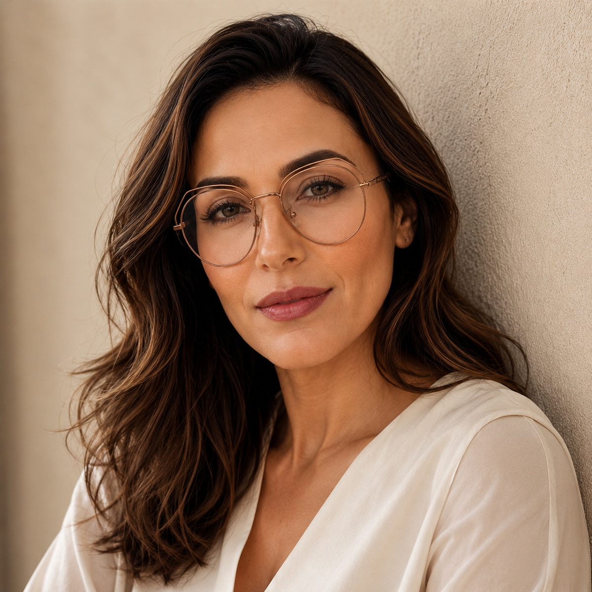 Designer Round Rose Gold Metal Glasses Frame | Female Glasses