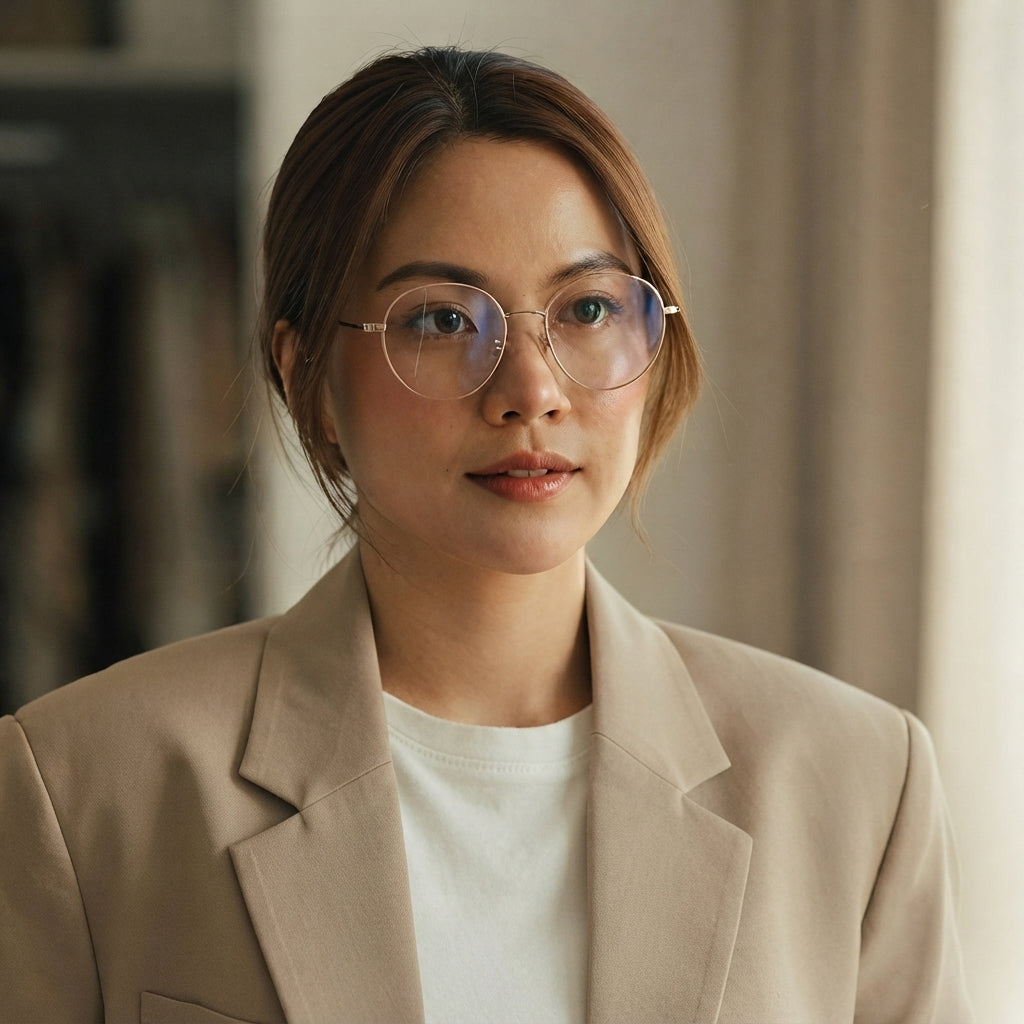 Premium unisex rose gold round optical frame designed for prescription lenses and everyday wear.