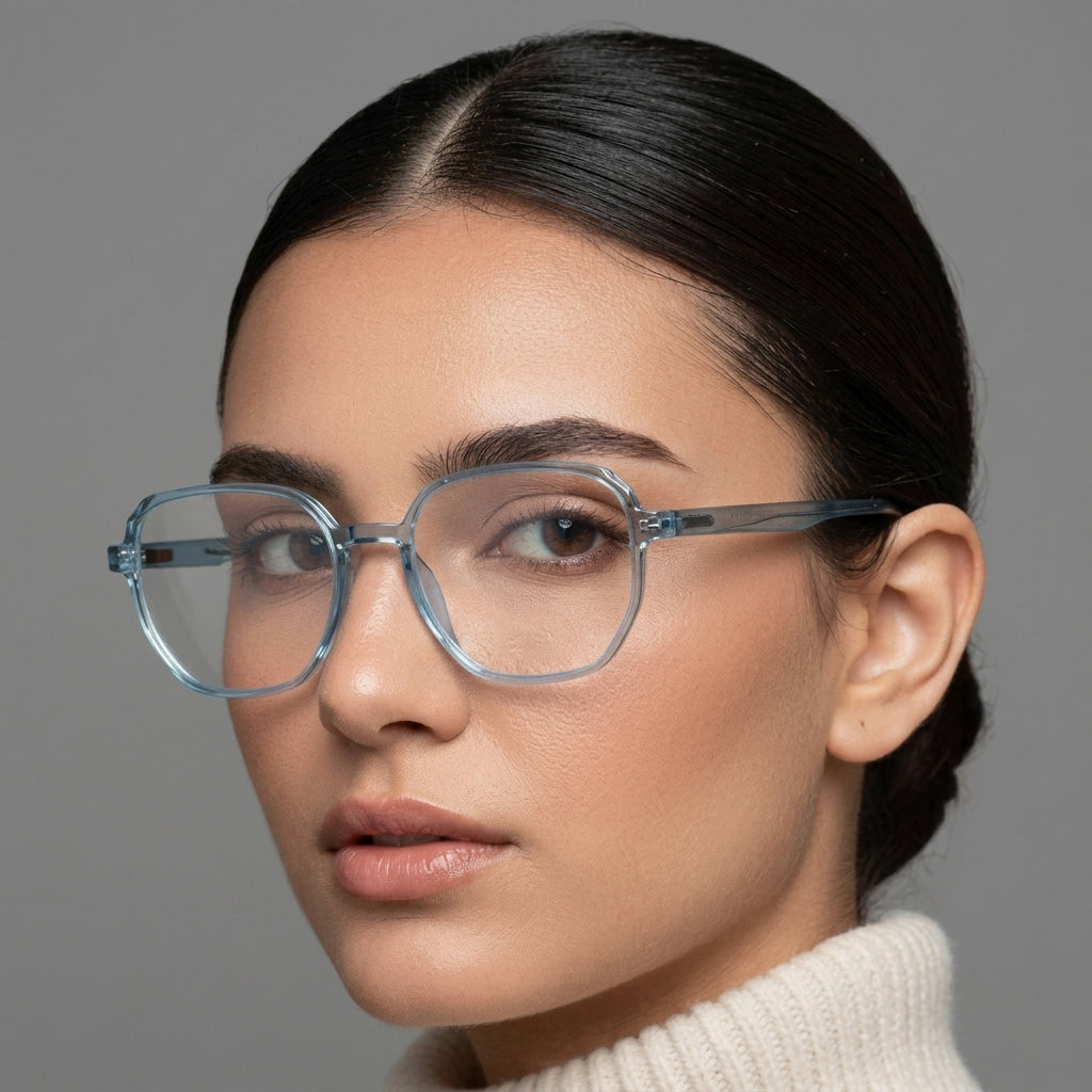 Optical Plaza Petal Blue Square Transparent Eyeglasses Frame | Women's Glasses
