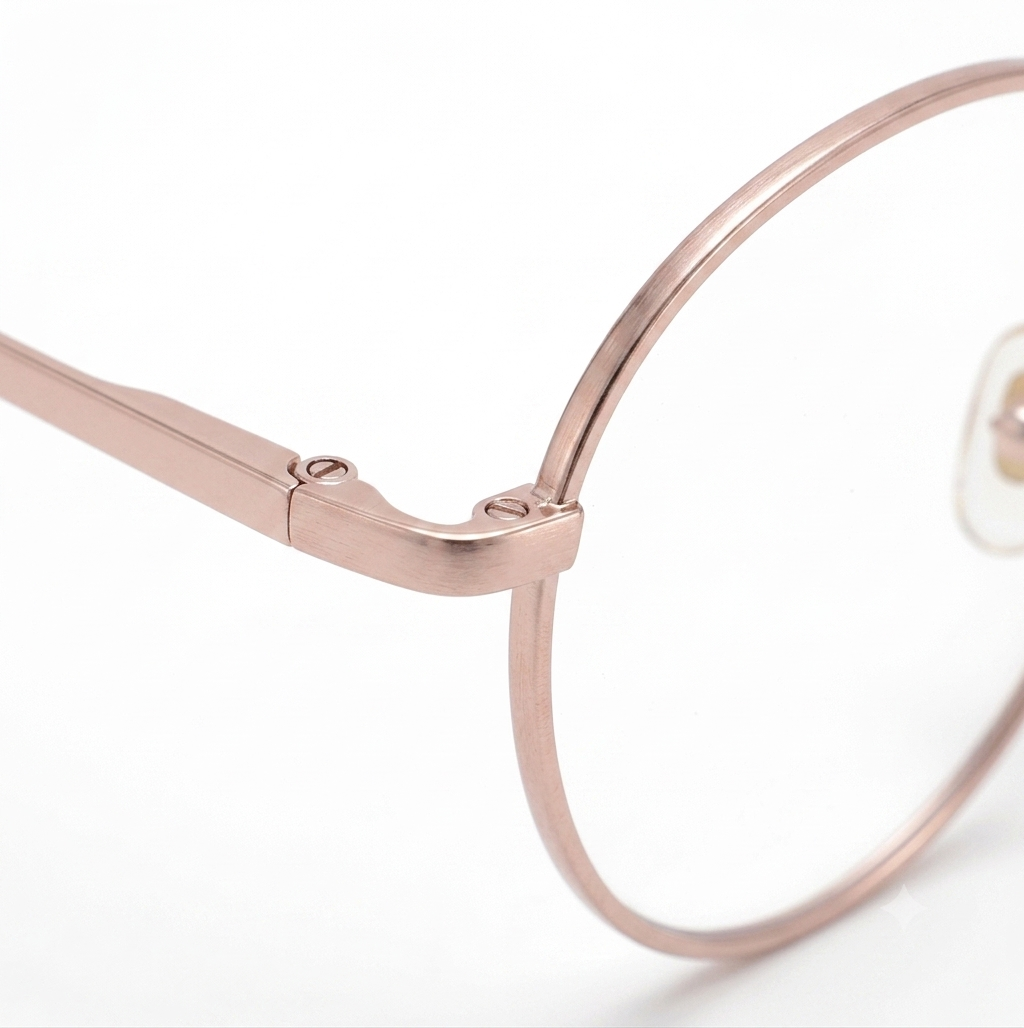 ORNWORD Rose Gold Round Metal Glasses for Women | Female Glasses