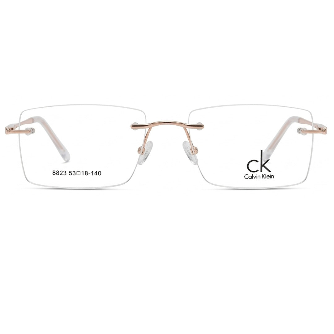 CK Aura Rimless Rose Gold Glasses for Men - Lightweight Premium Eyewear Pakistan | Men Glasses