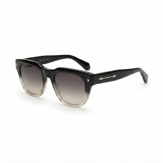 Side profile of MOSCOT square sunglasses with black and crystal gradient frame