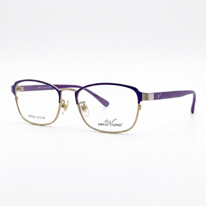 Premium women's optical spectacles frame displayed at an angled perspective on an isolated crisp clean white backdrop.
