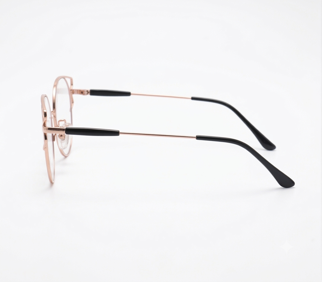Elegant cat eye optical frame for women featuring black temple tips.