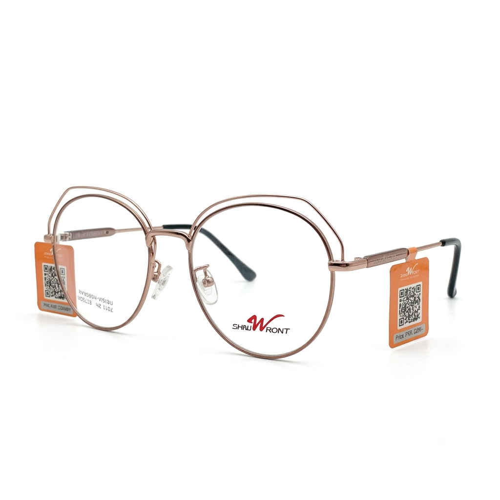 Designer Round Rose Gold Metal Glasses Frame | Female Glasses