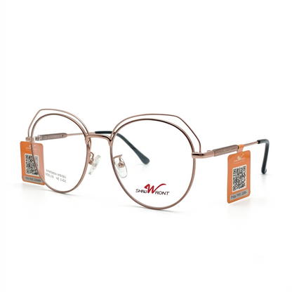Designer Round Rose Gold Metal Glasses Frame | Female Glasses