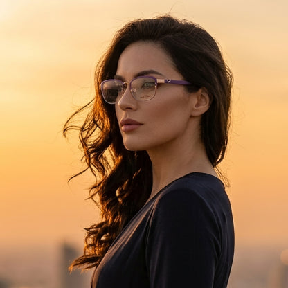 Purple Gold Prescription Metal Eyeglasses Frame | Female Glasses