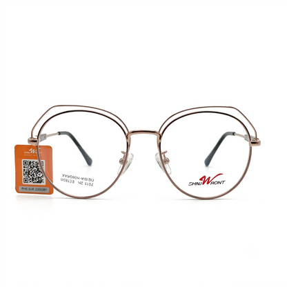 Designer Round Rose Gold Metal Glasses Frame | Female Glasses
