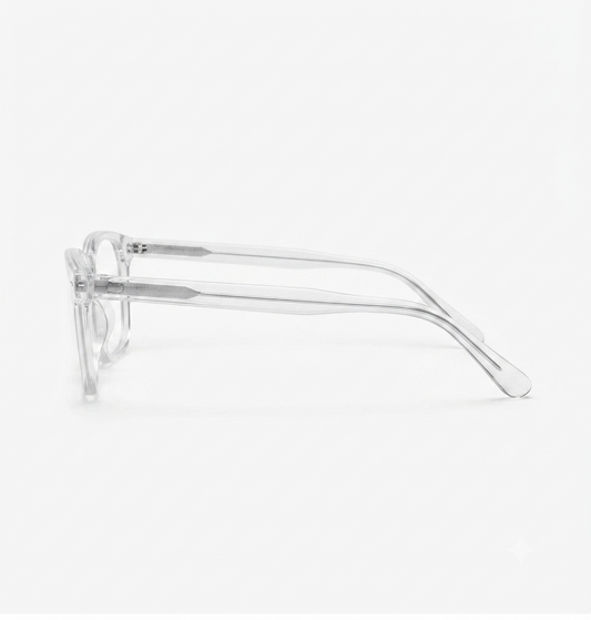 Premium transparent square eyeglasses on a white background