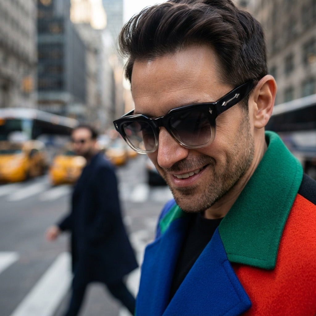 Modern MOSCOT designer sunglasses with a black gradient frame.