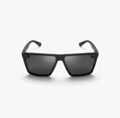 Matte Black Flat-Top Sunglasses for Men with modern square frame