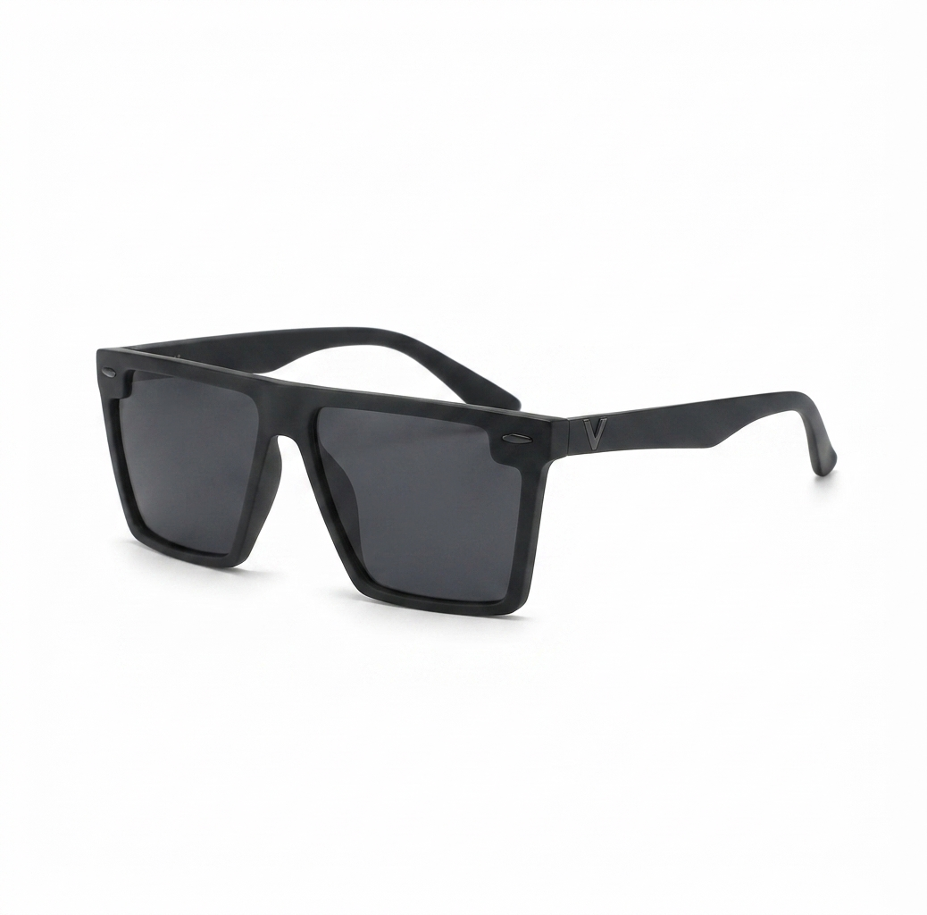 Front view of matte black fashion sunglasses for men