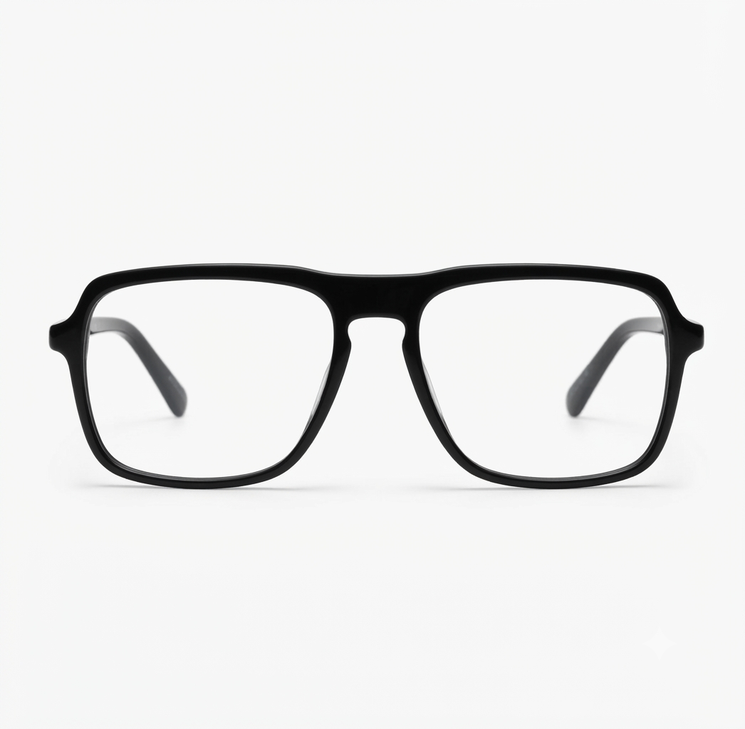 Stylish square prescription-compatible optical frame in a modern matte black finish.