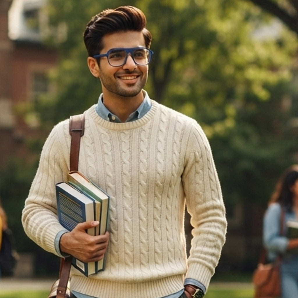 Premium matte blue square optical frame suitable for everyday wear.