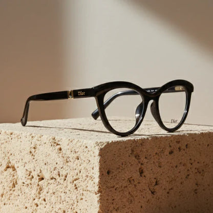 Dior Black Cat Eye Glasses Frame Lightweight Designer Eyewear | Female Glasses