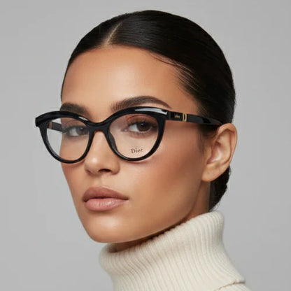 Dior Black Cat Eye Glasses Frame Lightweight Designer Eyewear | Female Glasses