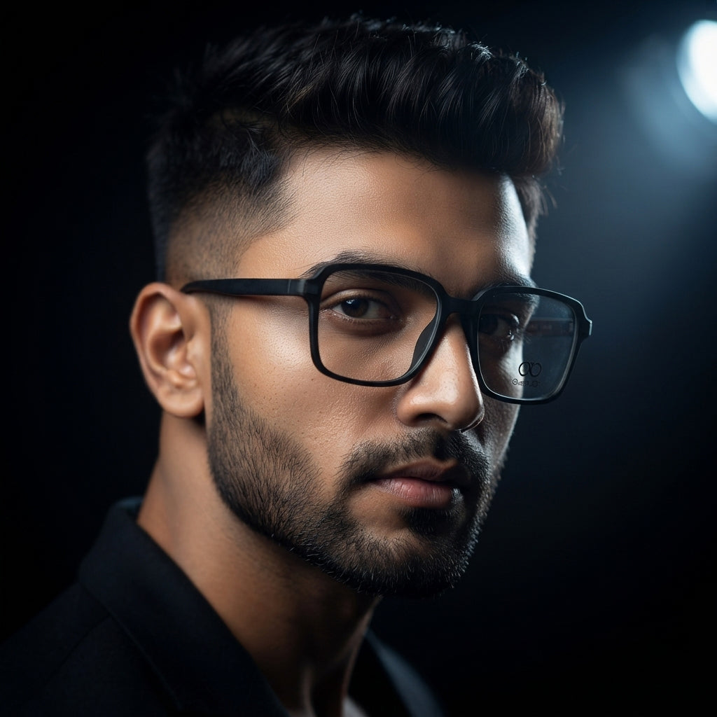 Premium men's square eyeglasses frame designed for office, university, and everyday wear.