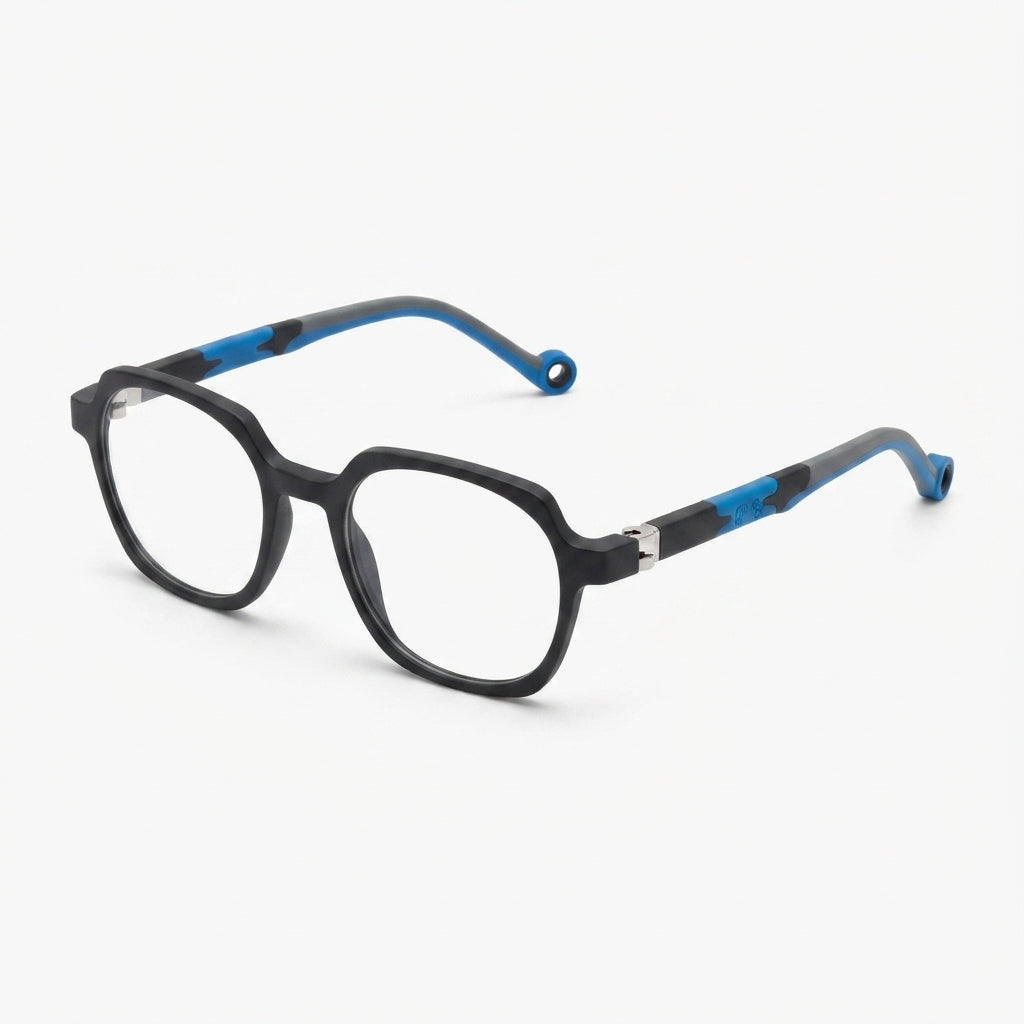 Lightweight black square kids glasses designed for school and everyday wear.