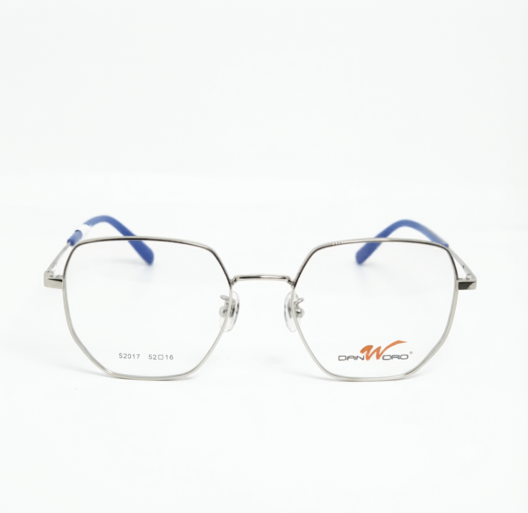 Premium silver geometric metal eyeglasses suitable for everyday wear and prescription lenses.