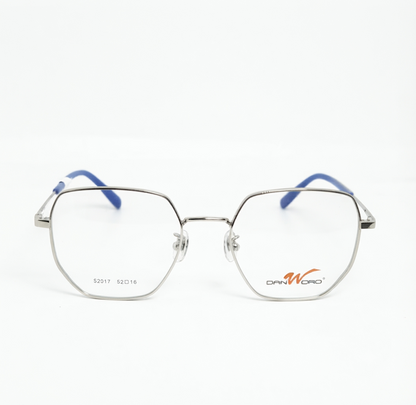 Premium silver geometric metal eyeglasses suitable for everyday wear and prescription lenses.