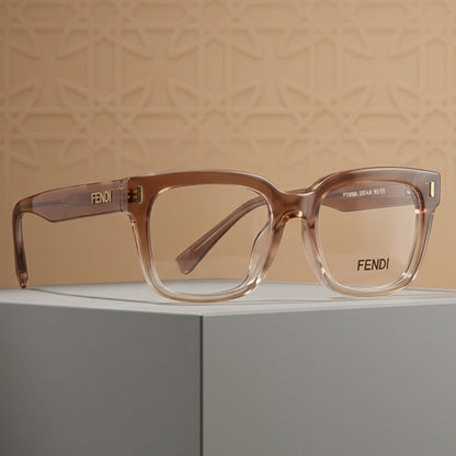 FENDI Transparent Brown Rectangle Glasses Clear Lens Aesthetic Nude Frame | Female Glasses