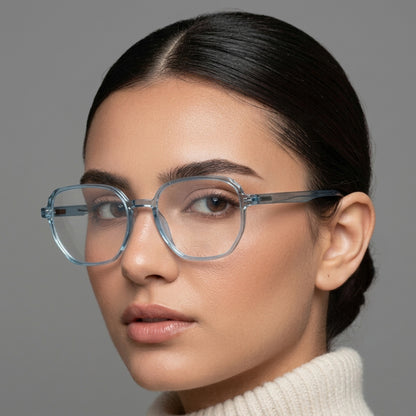 Optical Plaza Petal Blue Square Transparent Eyeglasses Frame | Women's Glasses