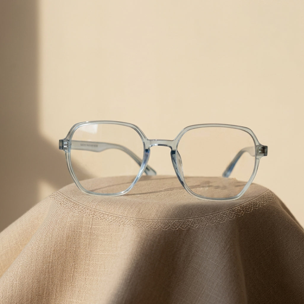 Optical Plaza Petal Blue Square Transparent Eyeglasses Frame | Women's Glasses