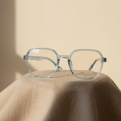 Optical Plaza Petal Blue Square Transparent Eyeglasses Frame | Women's Glasses