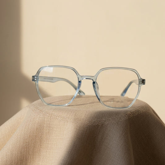 Optical Plaza Petal Blue Square Transparent Eyeglasses Frame | Women's Glasses