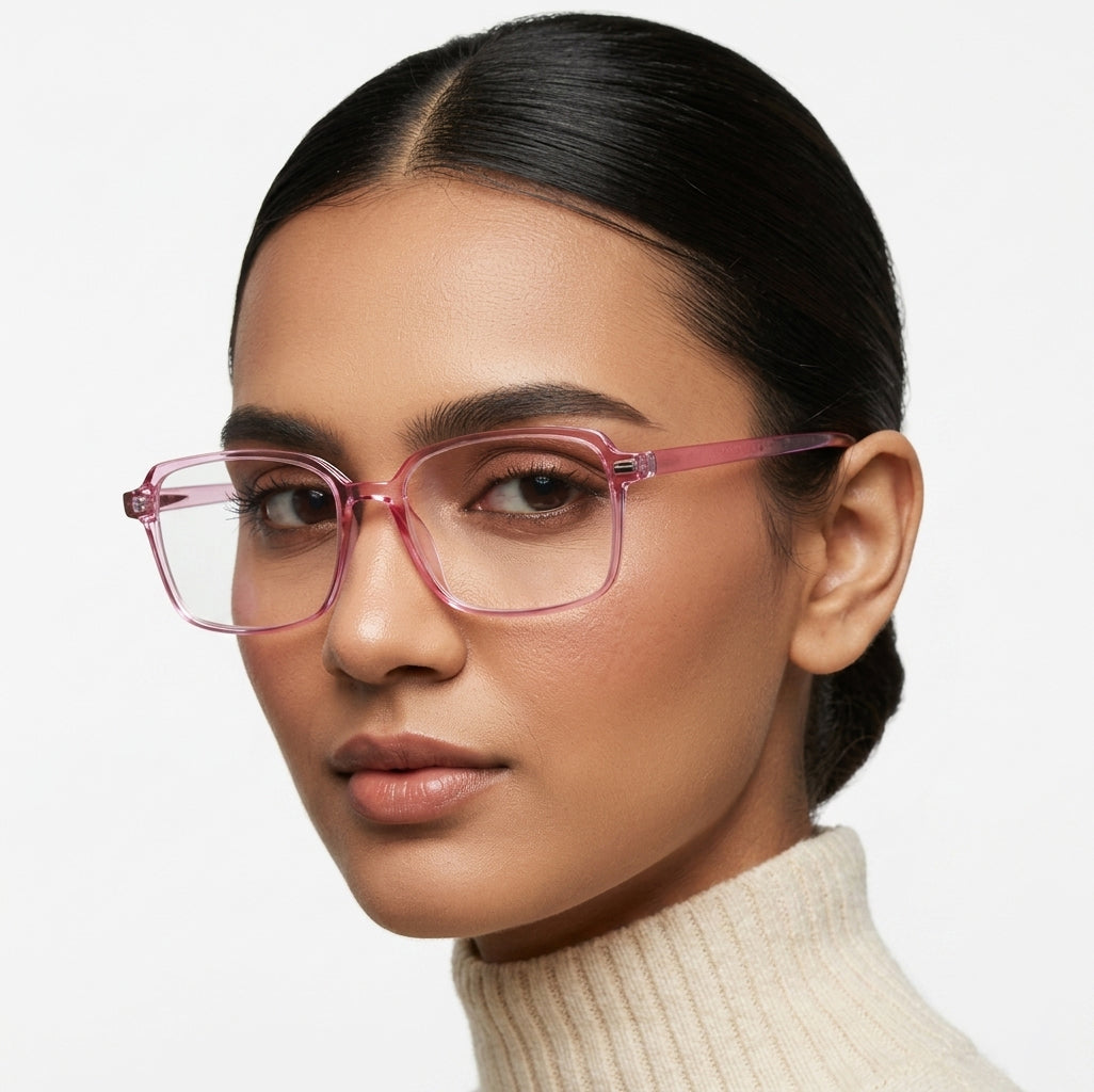 LensKart Premium Transparent Pink Eyeglasses Frame for Women | Female Glasses