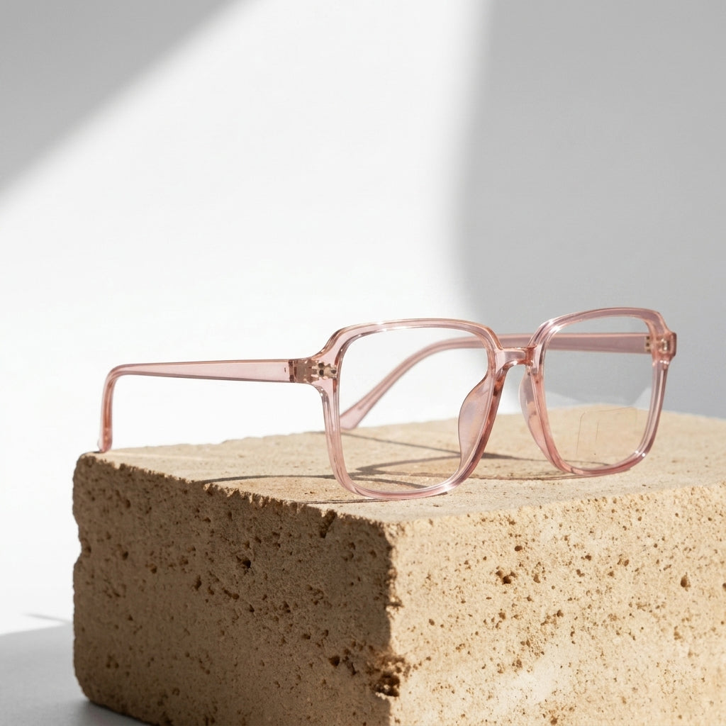 LensKart Premium Transparent Pink Eyeglasses Frame for Women | Female Glasses
