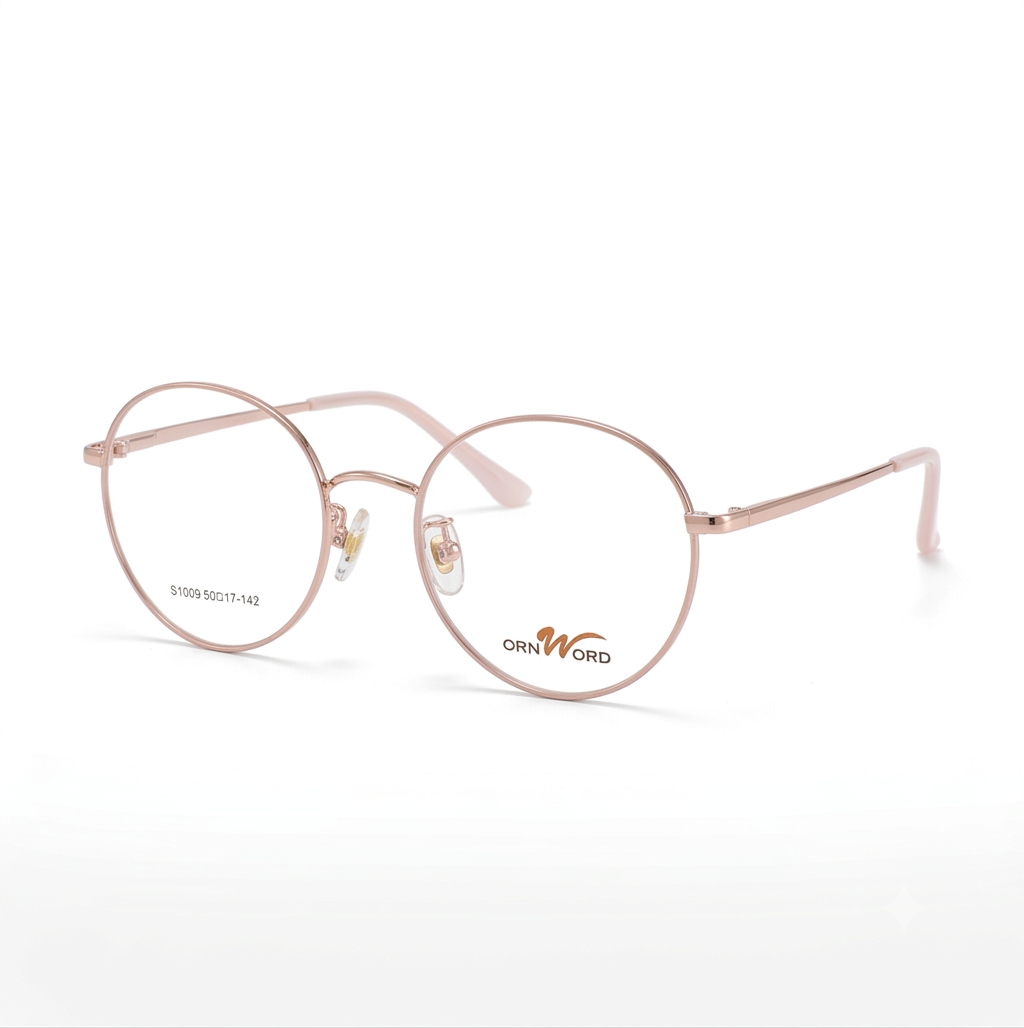 ORNWORD Rose Gold Round Metal Glasses for Women | Female Glasses