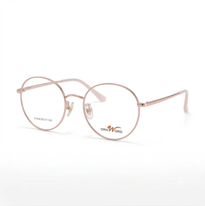 ORNWORD Rose Gold Round Metal Glasses for Women | Female Glasses