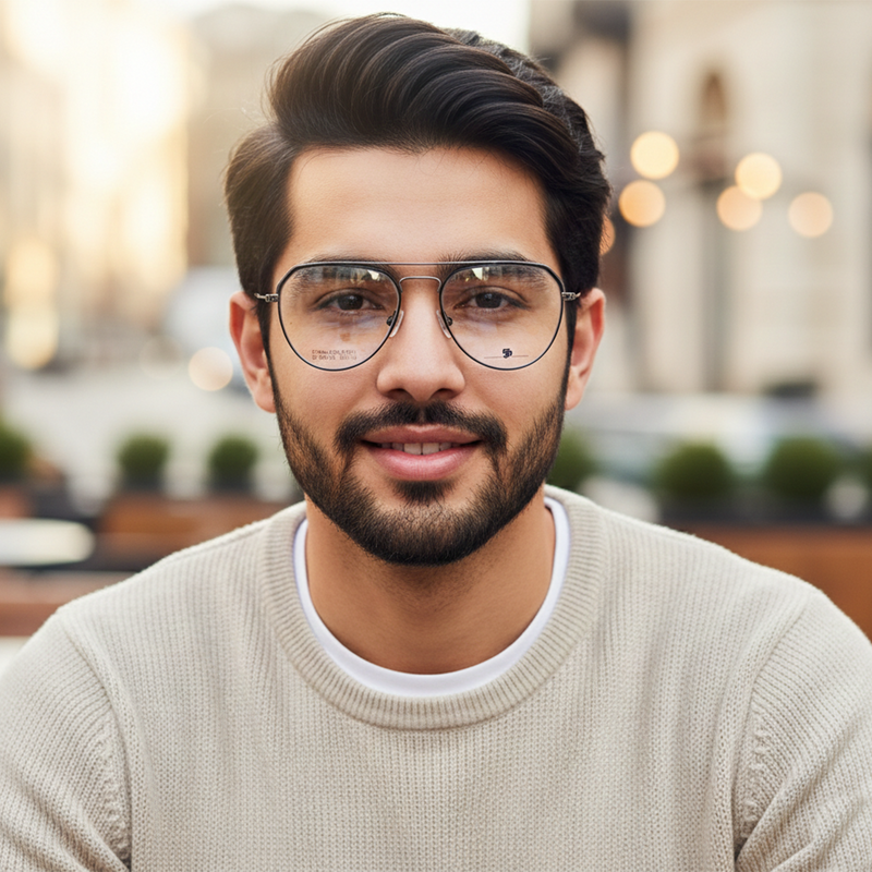 Urban Aero Stainless Steel Aviator Glasses by Optical Plaza – Sleek, Durable & Everyday Comfort Glasses