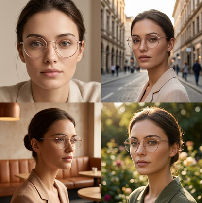 ORNWORD Rose Gold Round Metal Glasses for Women | Female Glasses