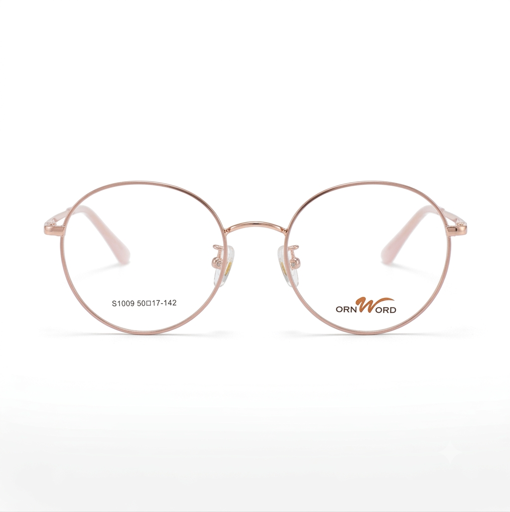 ORNWORD Rose Gold Round Metal Glasses for Women | Female Glasses