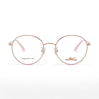 ORNWORD Rose Gold Round Metal Glasses for Women | Female Glasses