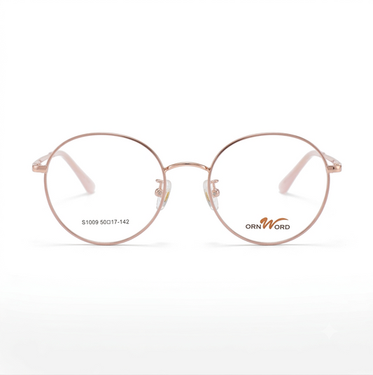ORNWORD Rose Gold Round Metal Glasses for Women | Female Glasses