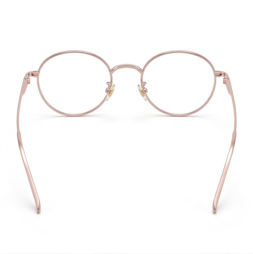ORNWORD Rose Gold Round Metal Glasses for Women | Female Glasses