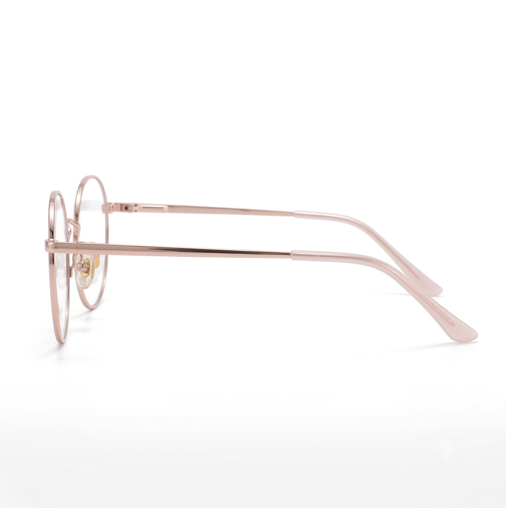 ORNWORD Rose Gold Round Metal Glasses for Women | Female Glasses