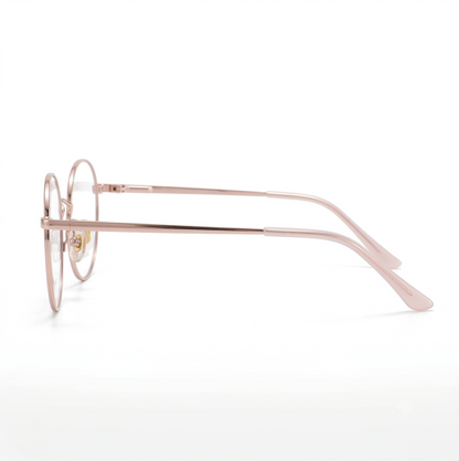 ORNWORD Rose Gold Round Metal Glasses for Women | Female Glasses