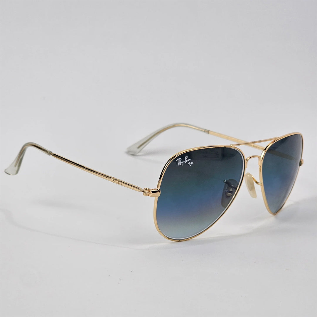 Ray-Ban Blue Gradient Aviator Sunglasses - Gold Frame for Men | Stylish UV Protection Eyewear Pakistan | Men Glasses