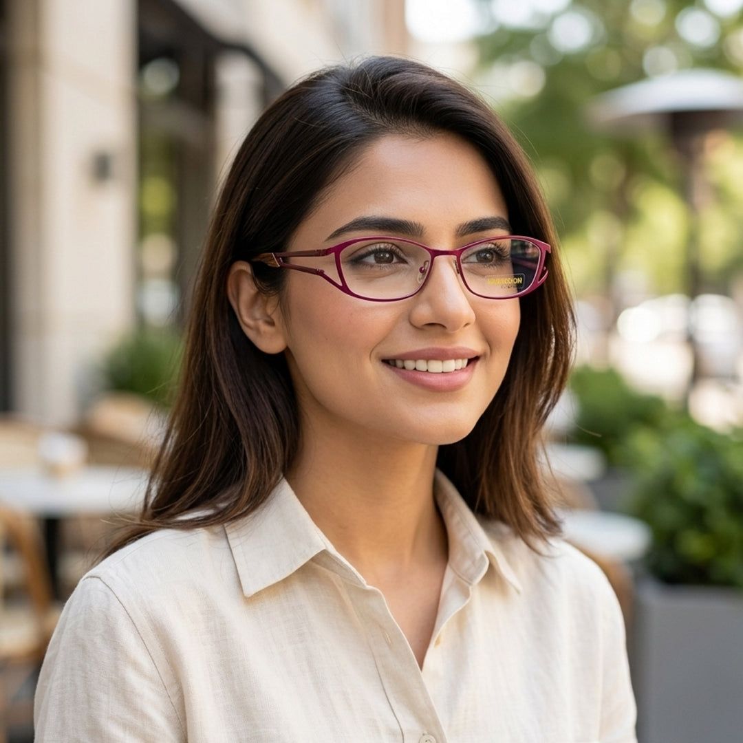 Vastonom Paris Burgundy Cat-Eye Glasses for Women - Stylish Lightweight Fashion Eyewear Pakistan | Female Glasses