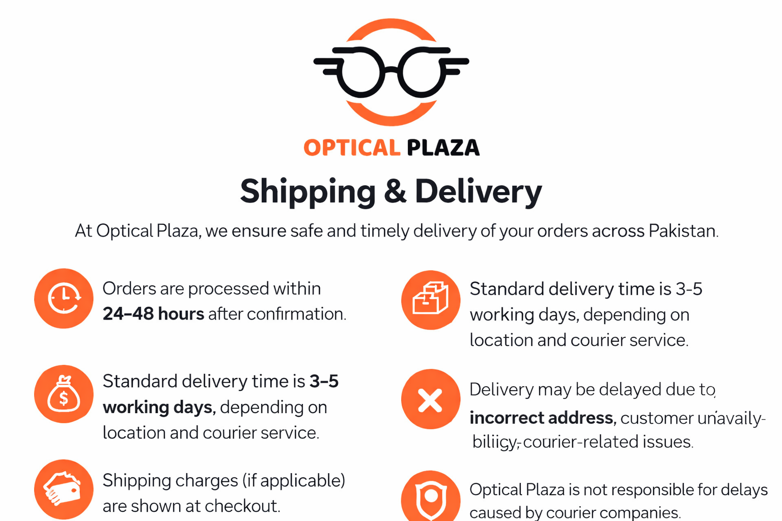 Optical Plaza Shiping & Delivery Policy Pic
