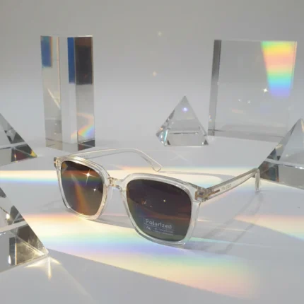 Retro White Transparent Luxury Sunglasses – Stylish Polarized Eyewear | Optical Plaza