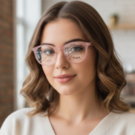 Pink transparent eyeglasses for girls, lightweight stylish frame perfect for daily wear and fashion look in Pakistan