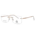 Rose gold rimless geometric glasses for men and women in Pakistan – lightweight premium eyewear.