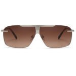 Brown Gradient Rimless Square Sunglasses for Men | Lightweight Fashion Eyewear Pakistan - Image 4