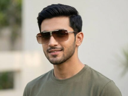 1️⃣ brown gradient rimless square sunglasses front view 2️⃣ men brown gradient rimless sunglasses fashion eyewear 3️⃣ stylish rimless sunglasses side view 4️⃣ lightweight modern sunglasses for men