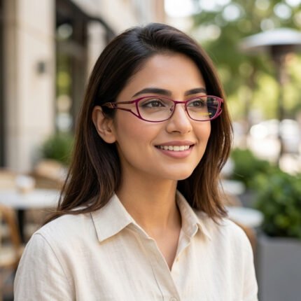 Vastonom Paris burgundy metal frames with geometric cut-out design